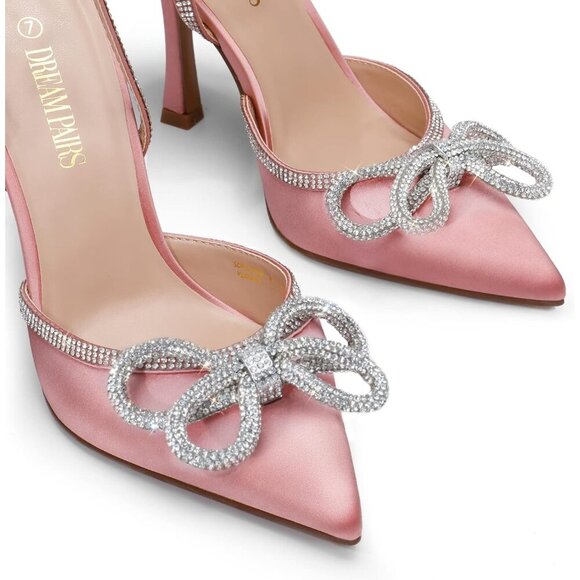 🆕 Women Pink High Heels Destiny Closed Toe Strappy Sexy Party Dress Shoes - Picture 5 of 9